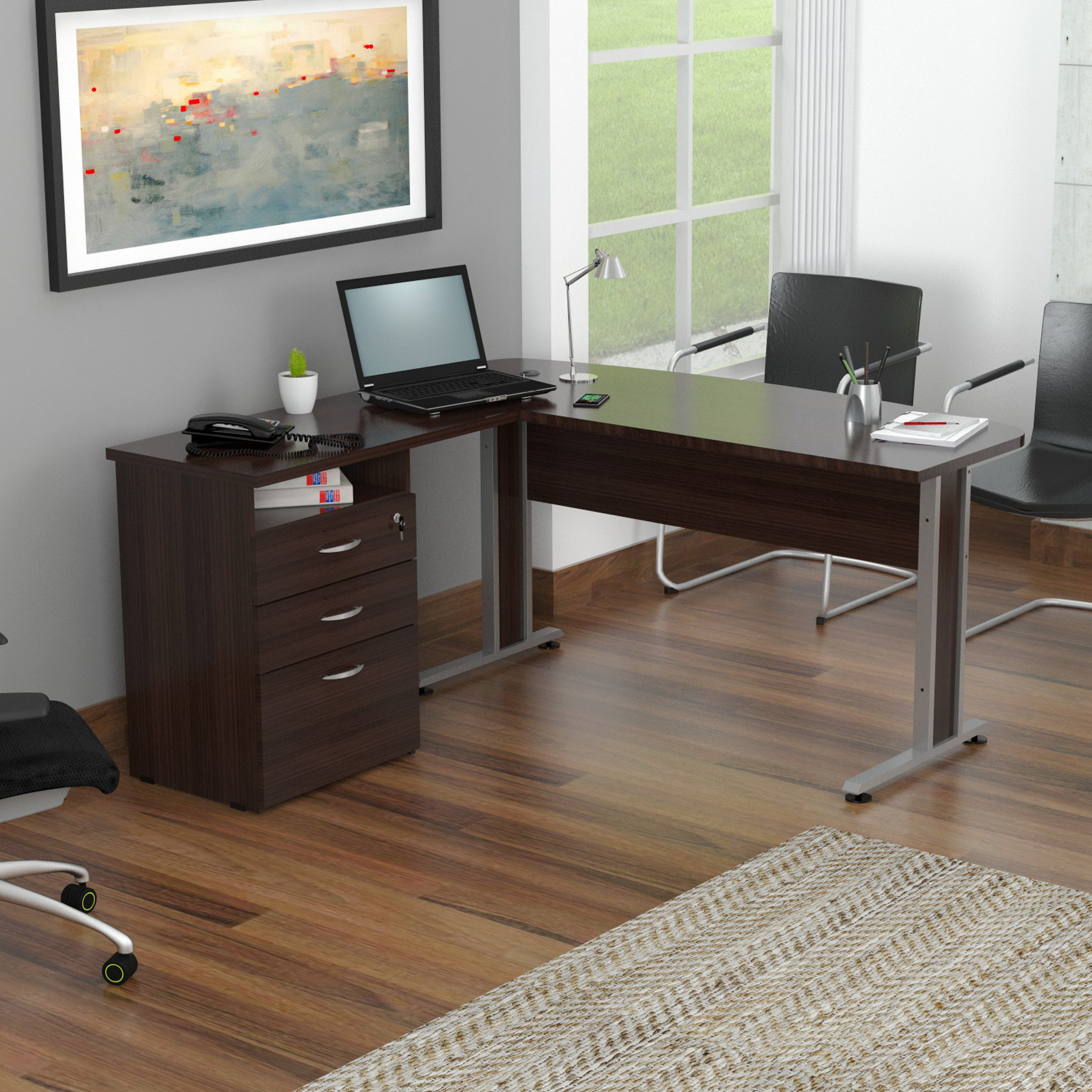 Inval Curved Top LShape Computer Desk & Reviews Wayfair